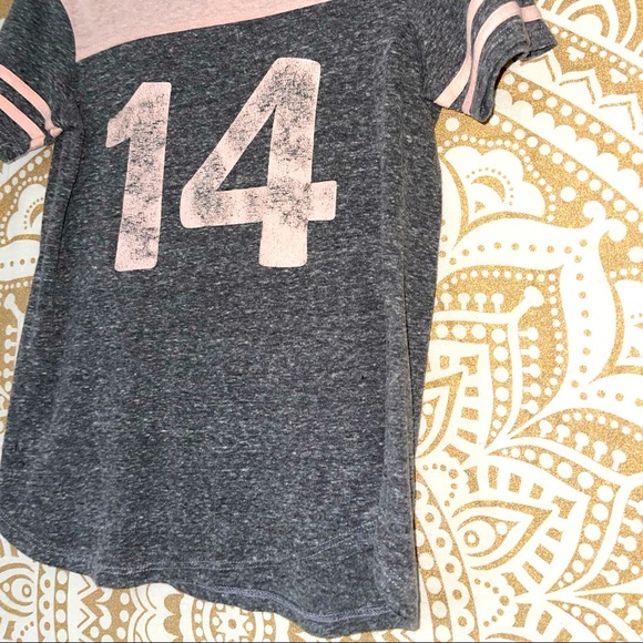 “FULL TILT” GIRLS PINK & GRAY SUPER SOFT SHORT SLEEVE WITH “#14” ON IT, SIZE MED - Picture 3 of 5
